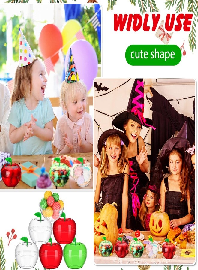 Nitial 60 Pcs Christmas Plastic Apple Container Candy Boxes Bulk Christmas Candy Holder Bobbing Apples Shaped Jars Teacher Appreciation Gifts for Xmas Wedding Party Favor(3 Colors) - Image 5
